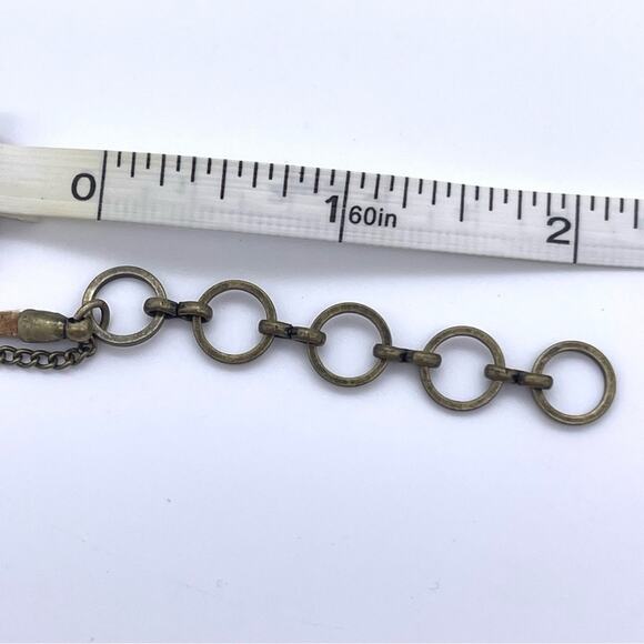 Nine West Vintage America Antiqued Gold-Tone Feather Leather Stone Necklace NWT - Picture 9 of 11